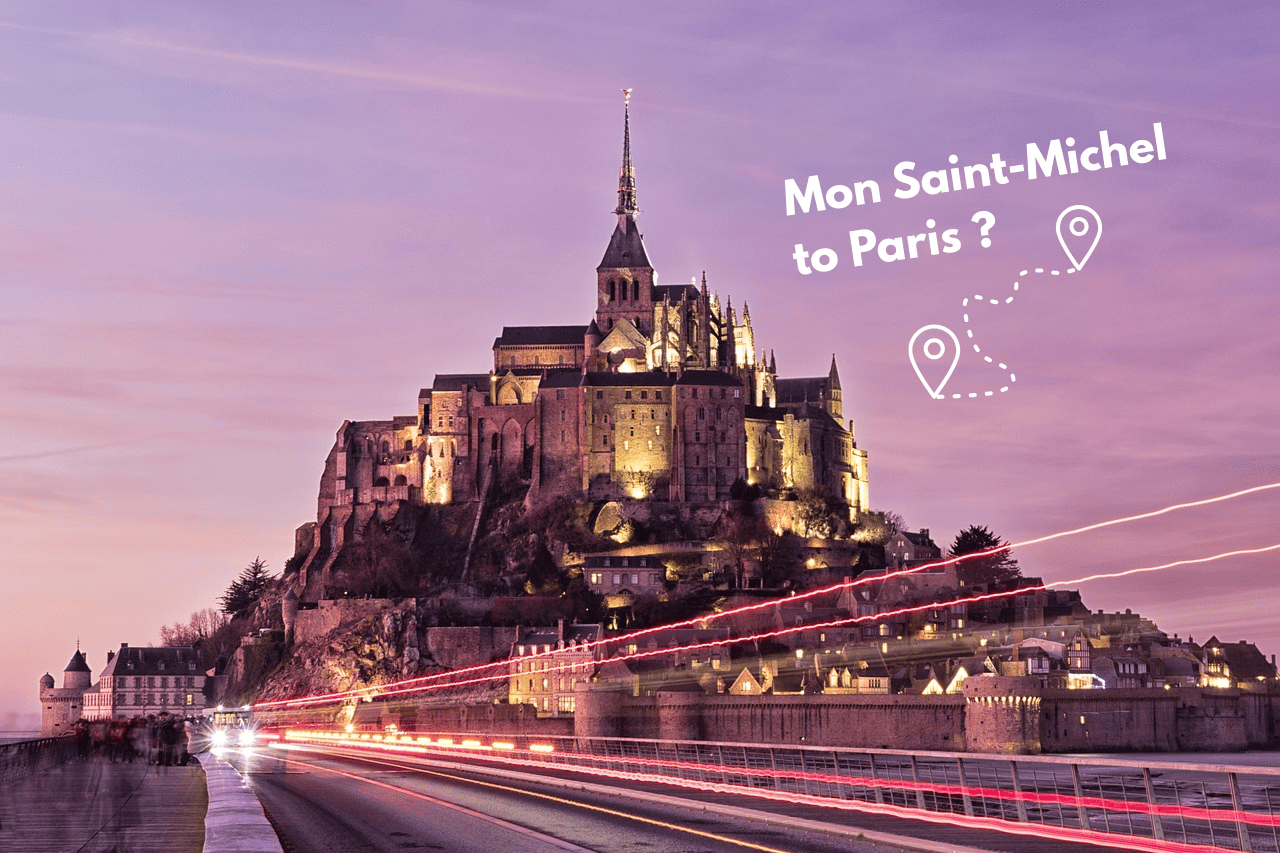 Map showing the route from Paris to Mont-Saint-Michel