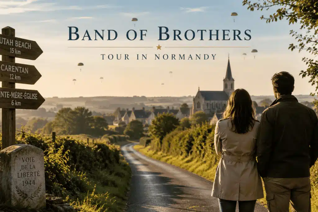 picture of band of brothers tour in Normandy